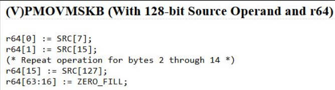 Screenshot of pmovmskb Definition